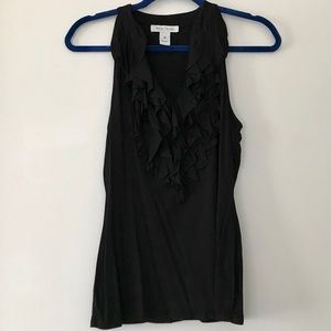 WHBM ruffled neckline sleeveless top